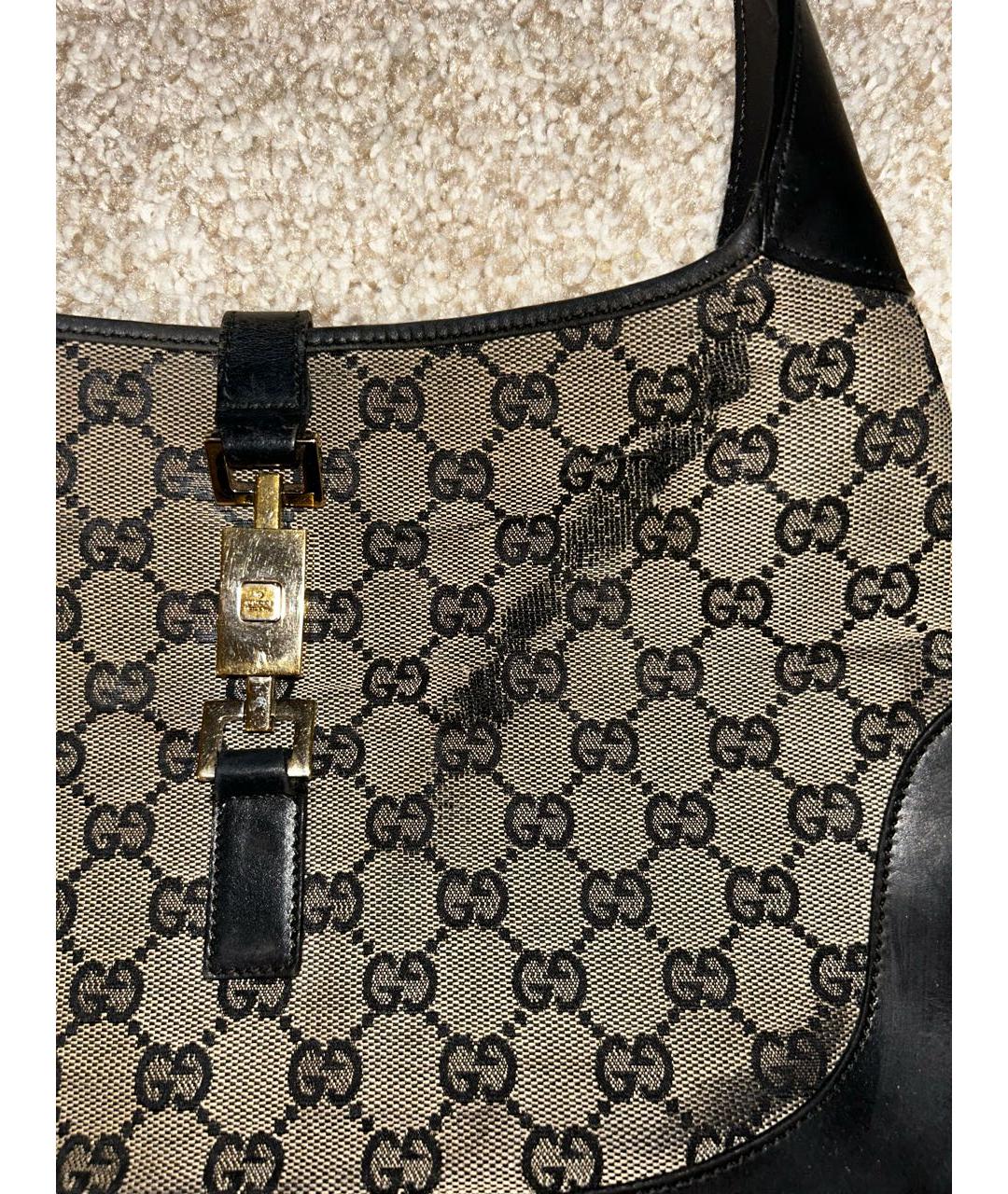 GUCCI Бежевая тканевая сумка с короткими ручками, фото 6