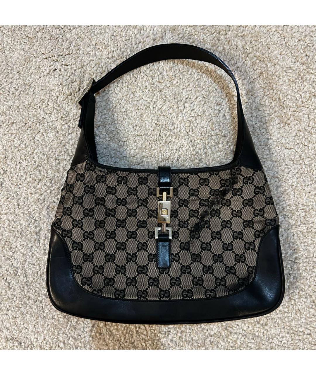 GUCCI Бежевая тканевая сумка с короткими ручками, фото 8