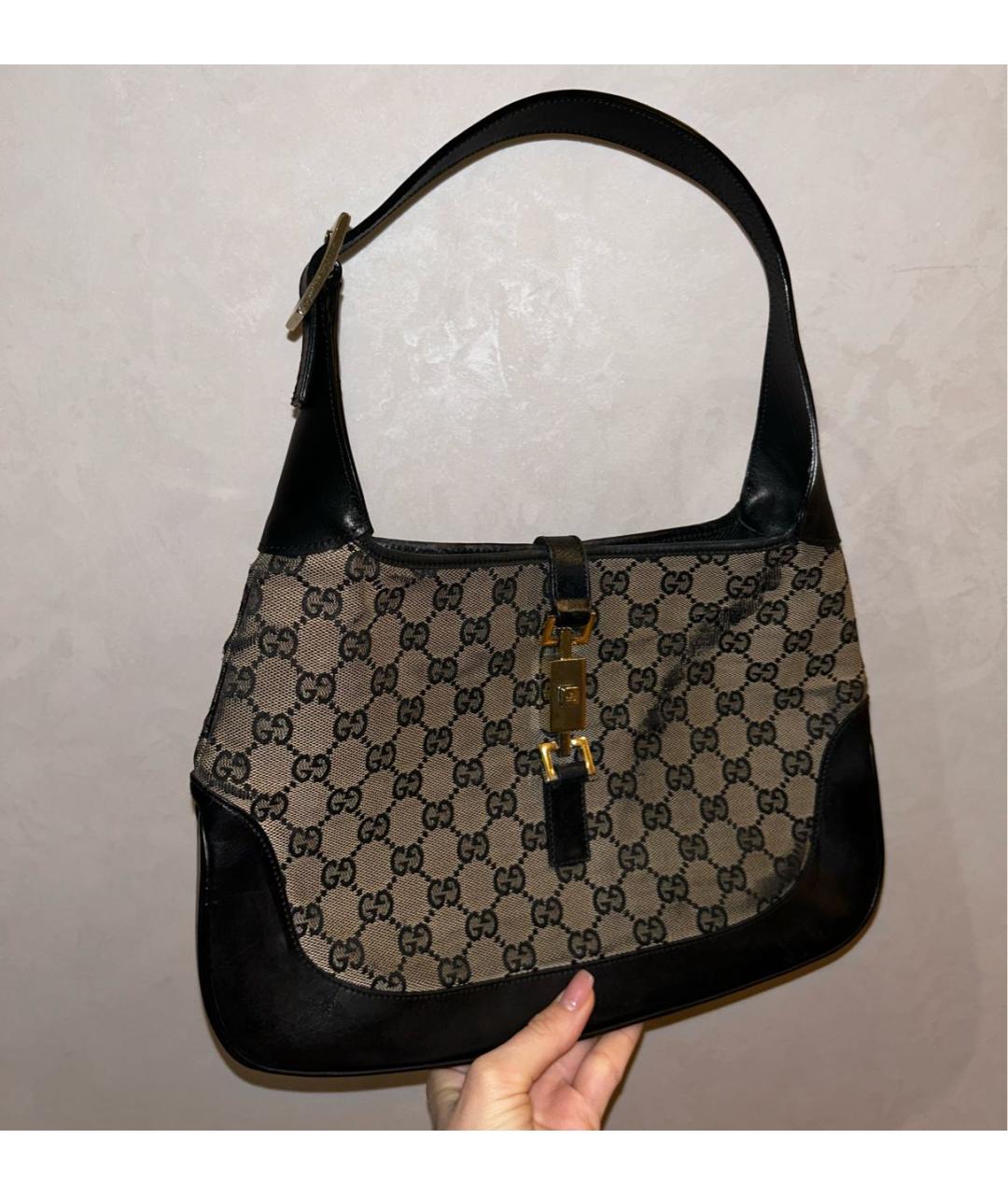GUCCI Бежевая тканевая сумка с короткими ручками, фото 2