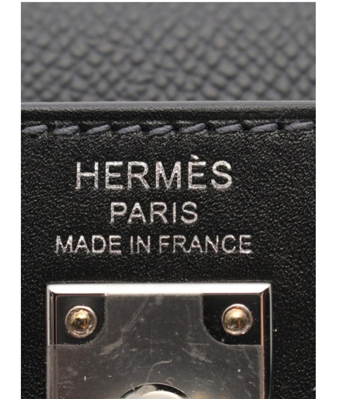 HERMES Серая кожаная сумка с короткими ручками, фото 3