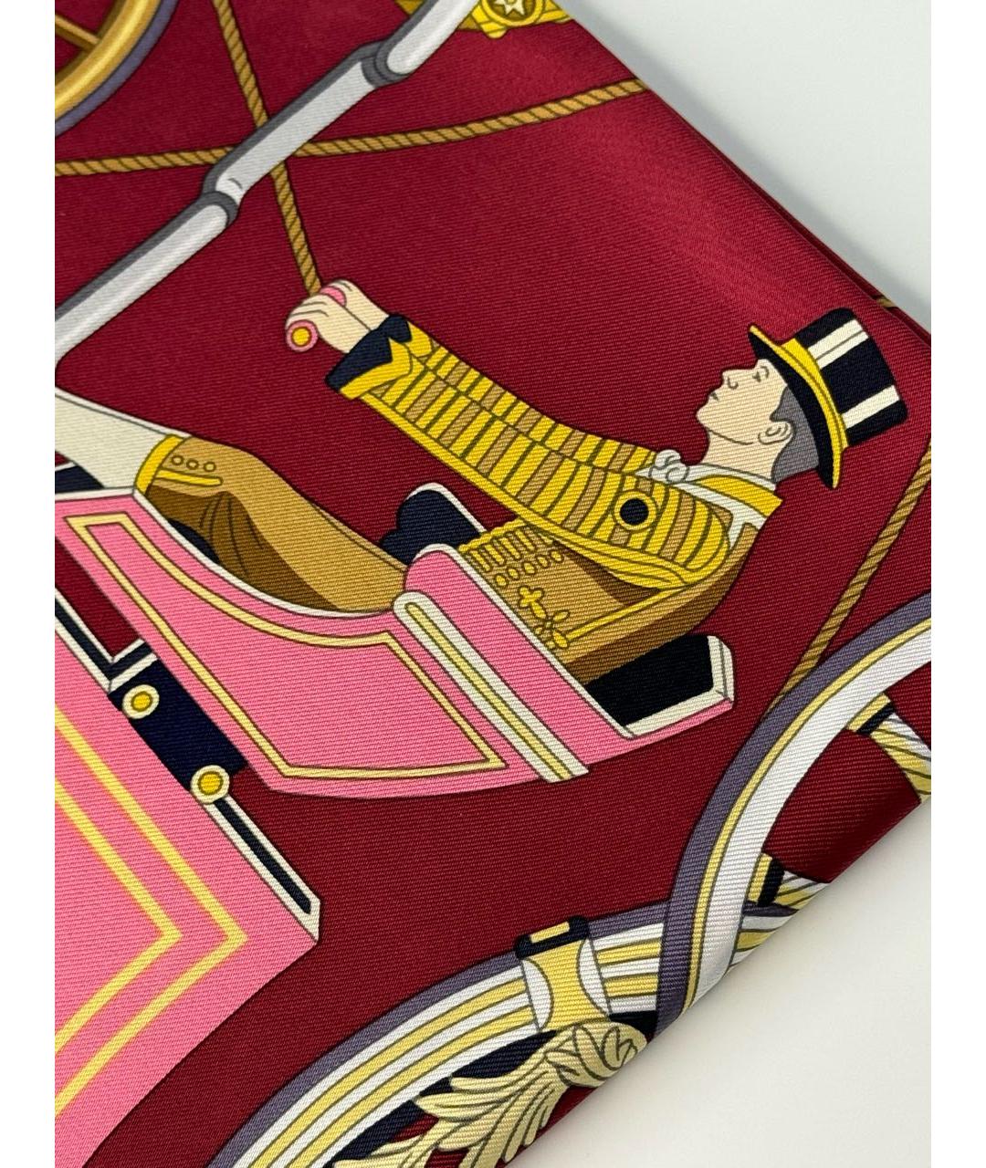 HERMES Бордовый шелковый платок, фото 2