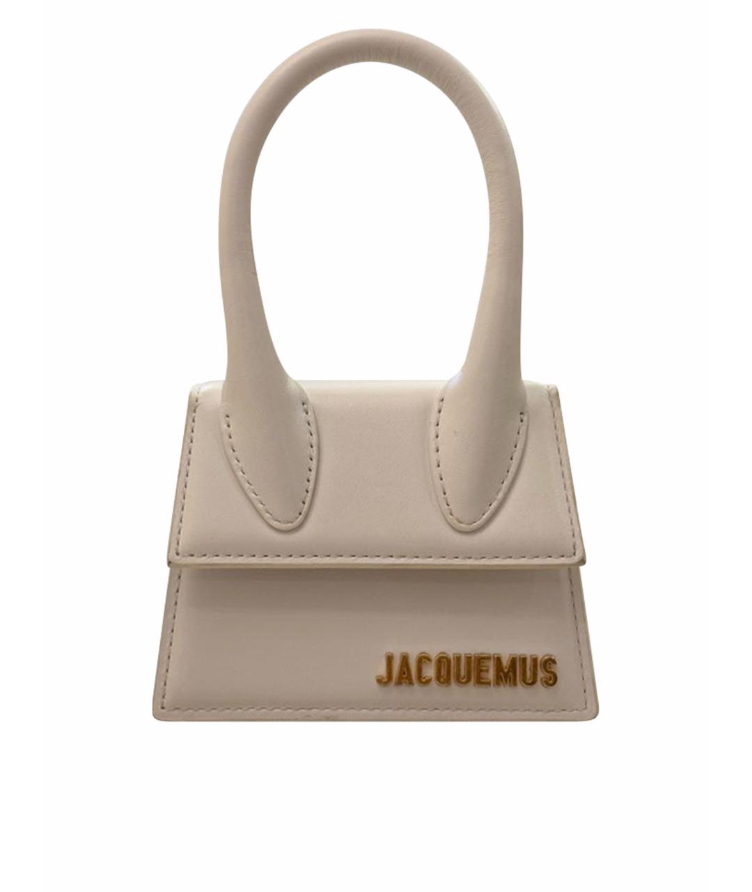 JACQUEMUS Белая кожаная сумка с короткими ручками, фото 1
