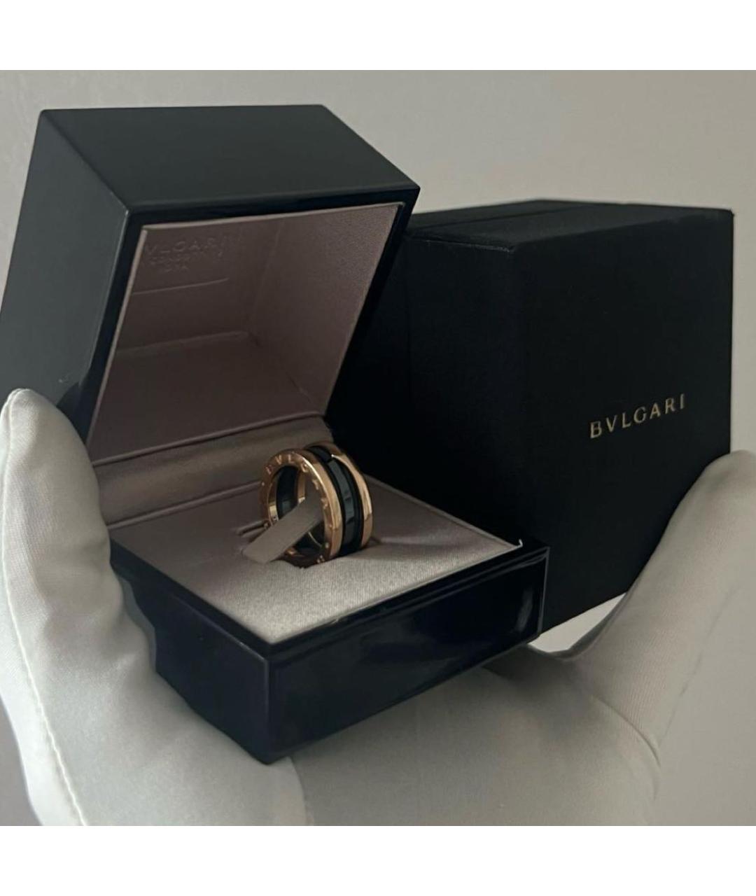 BVLGARI Черное кольцо из желтого золота, фото 2