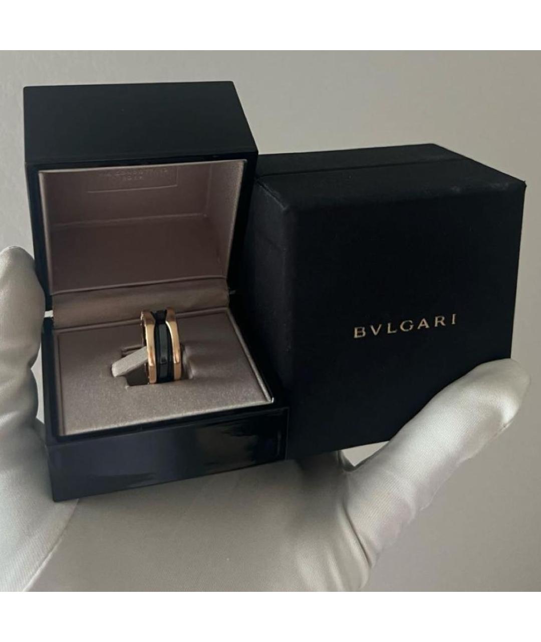 BVLGARI Черное кольцо из желтого золота, фото 3