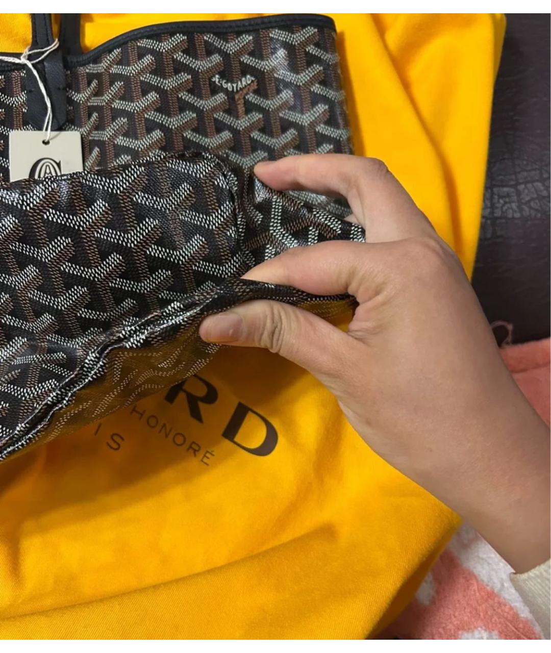 GOYARD Черная кожаная сумка тоут, фото 5