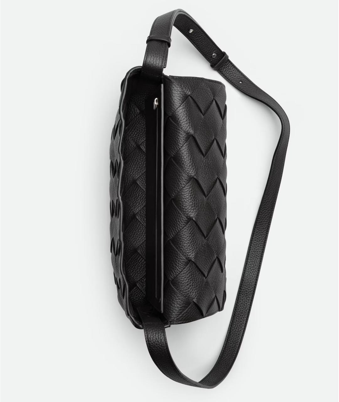 BOTTEGA VENETA Черная кожаная сумка на плечо, фото 3