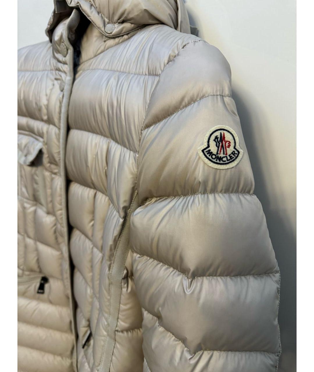 MONCLER Бежевый полиэстеровый пуховик, фото 4