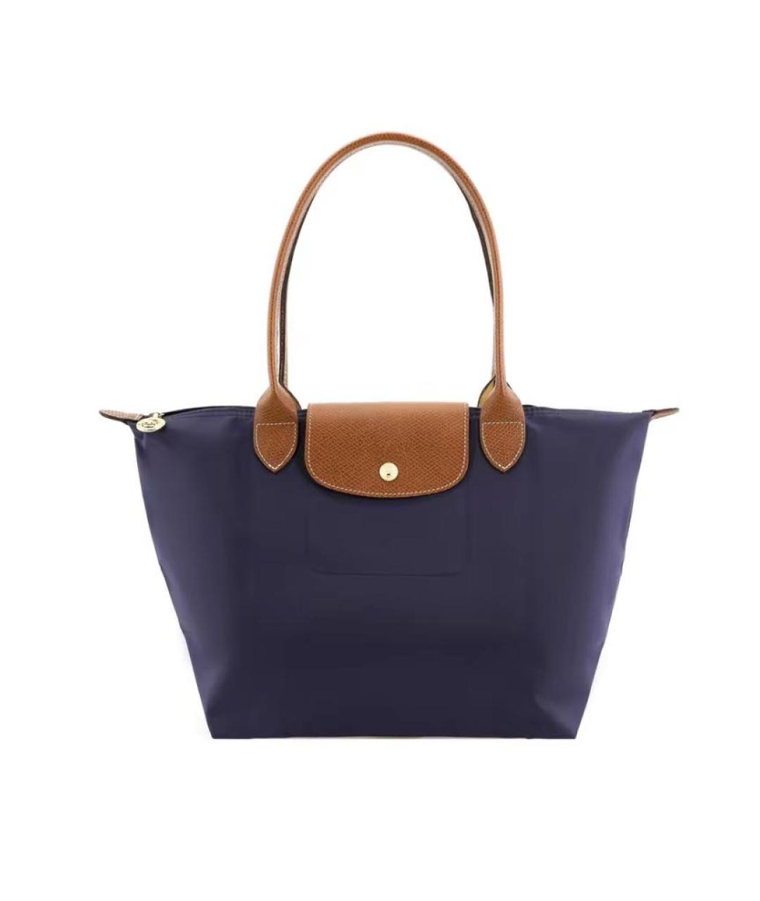 LONGCHAMP Темно-синяя жаккардовая сумка тоут, фото 1