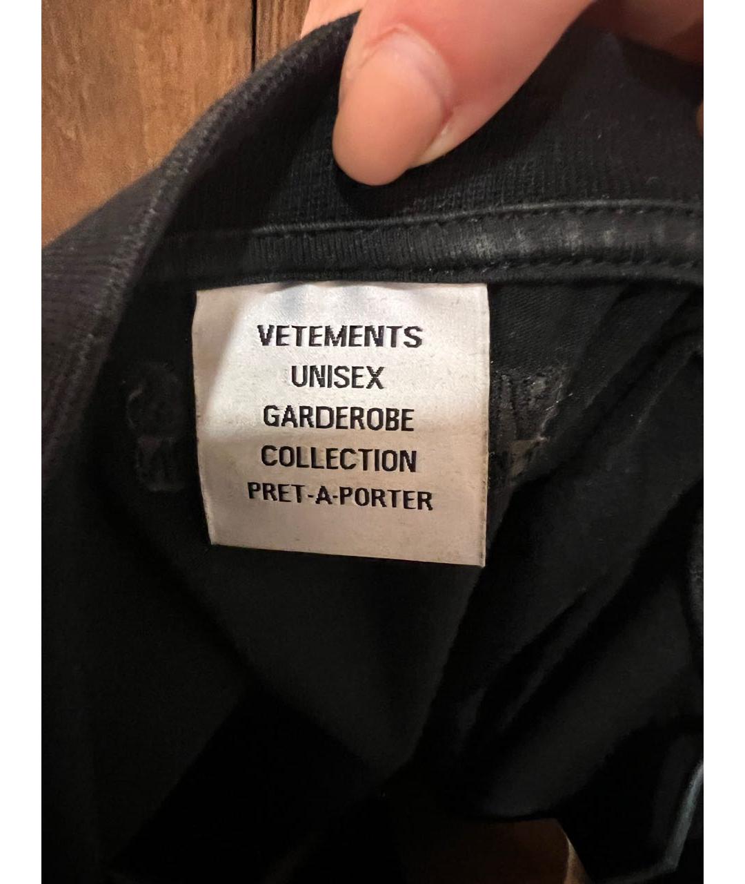 VETEMENTS Черная хлопковая футболка, фото 5