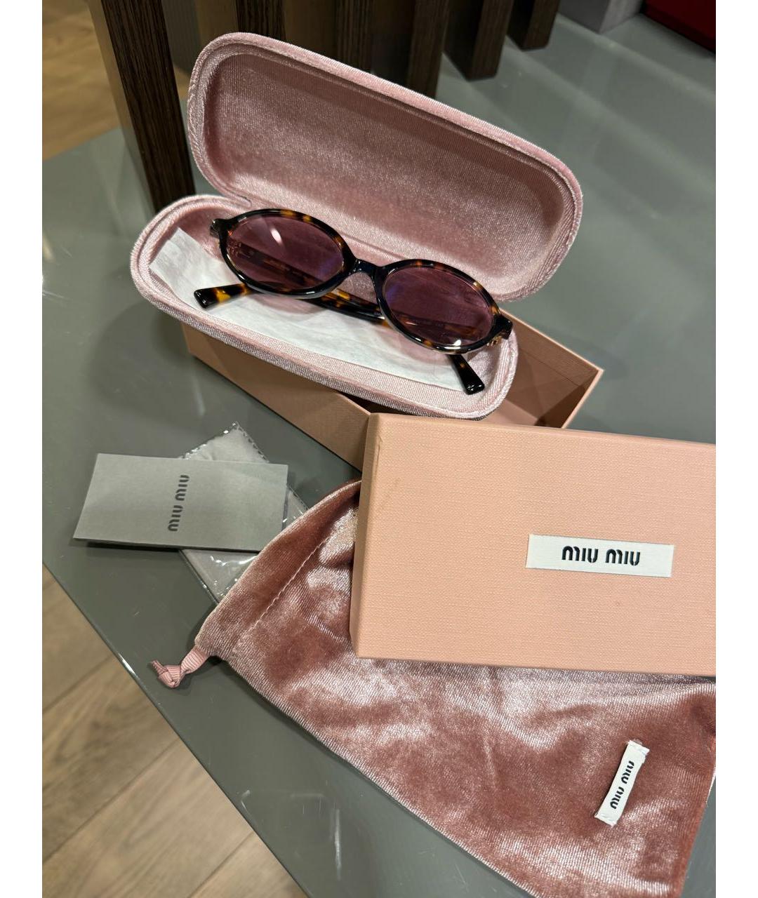 MIU MIU Розовые пластиковые солнцезащитные очки, фото 4