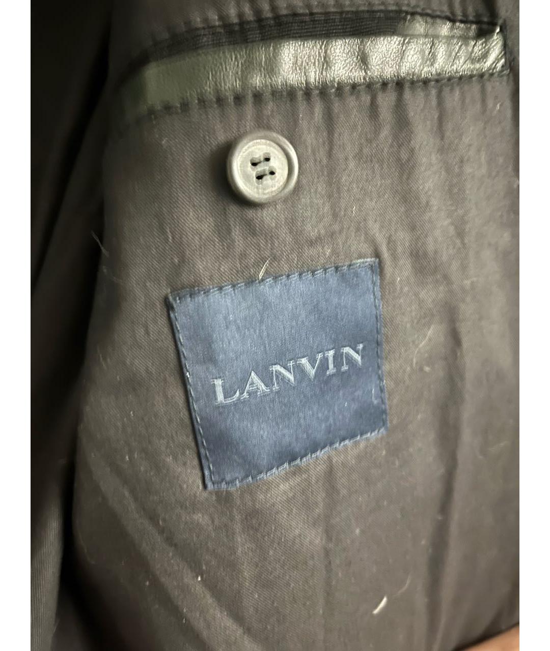 LANVIN Черный кожаный пуховик, фото 3