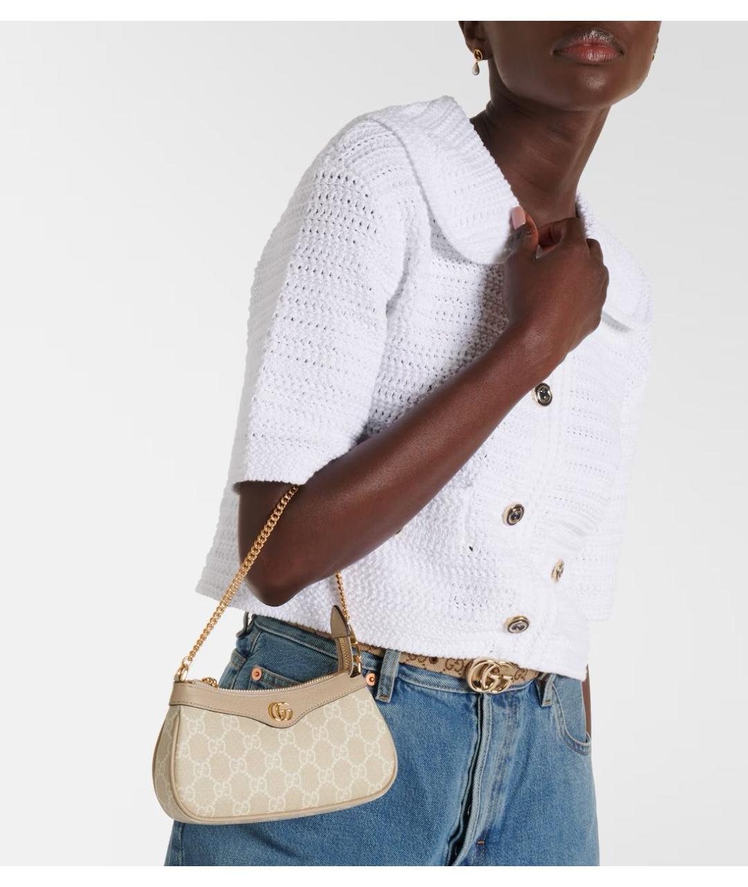 GUCCI Бежевая сумка с короткими ручками, фото 6