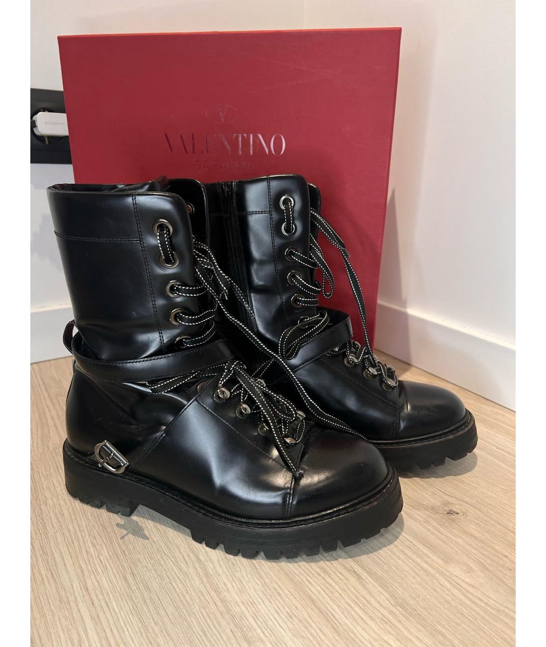 VALENTINO Черные кожаные ботинки, фото 5