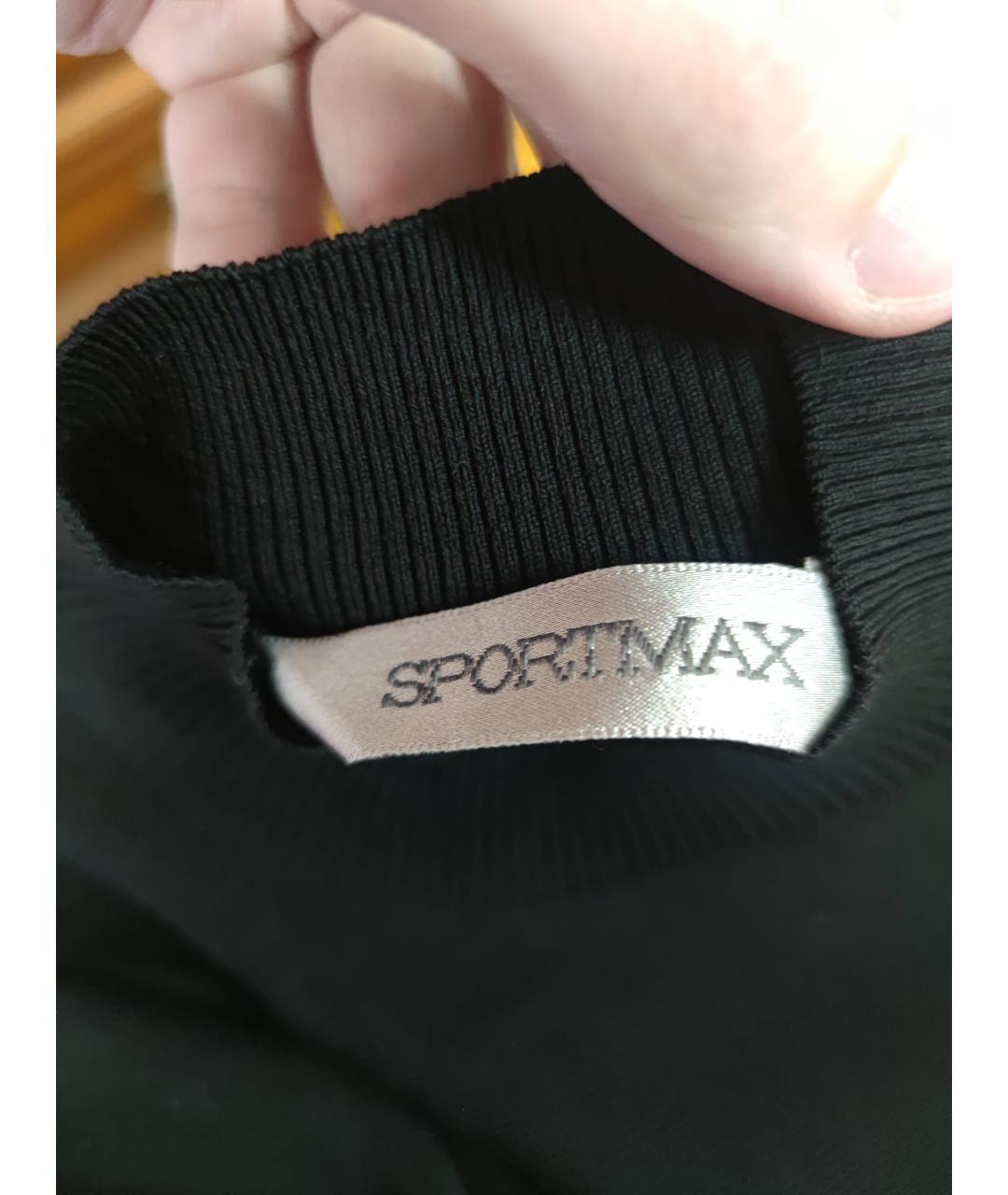 SPORTMAX Черное шерстяное повседневное платье, фото 3