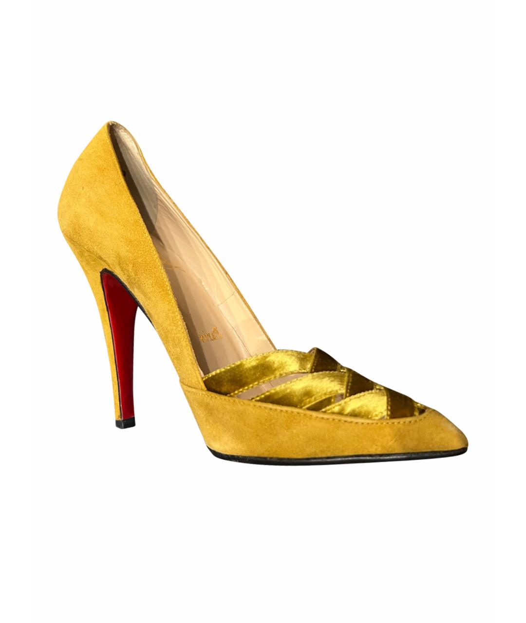 CHRISTIAN LOUBOUTIN Горчичные замшевые туфли, фото 1