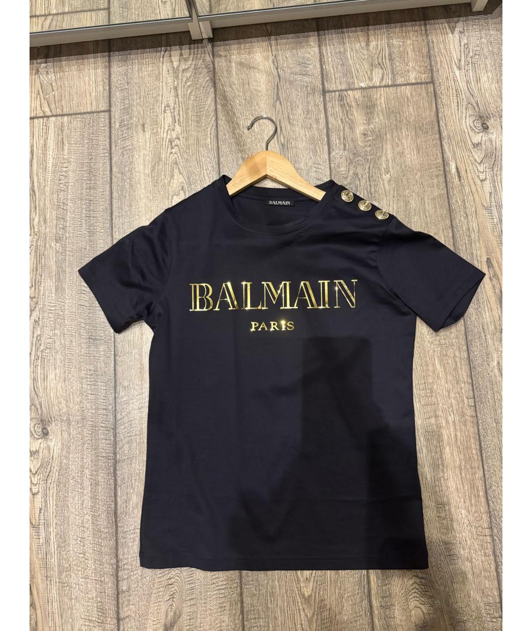 BALMAIN Темно-синяя хлопковая футболка, фото 3