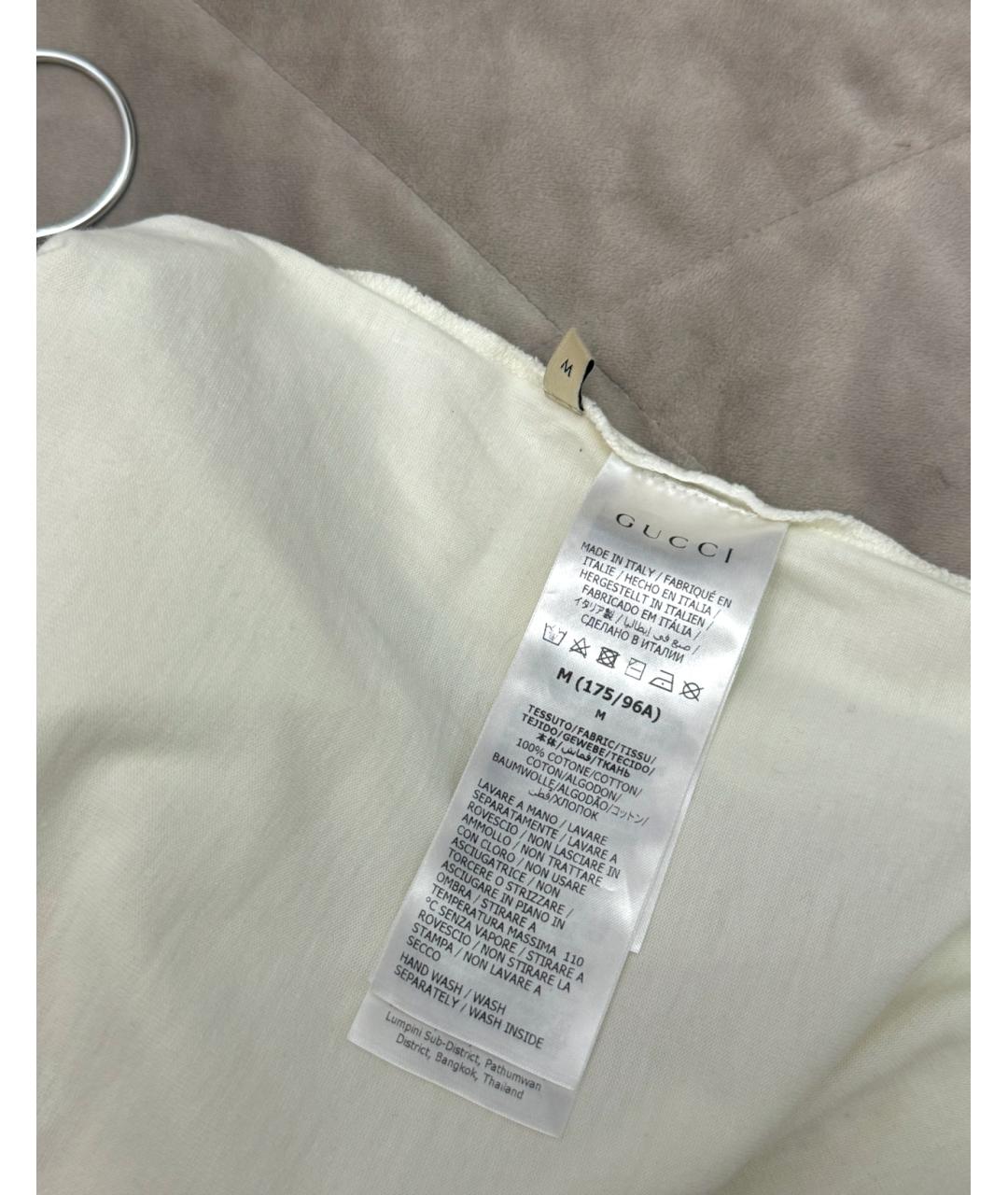 GUCCI Белая хлопковая футболка, фото 4