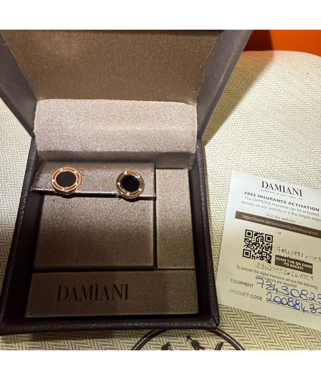 DAMIANI Черные серьги из розового золота, фото 6