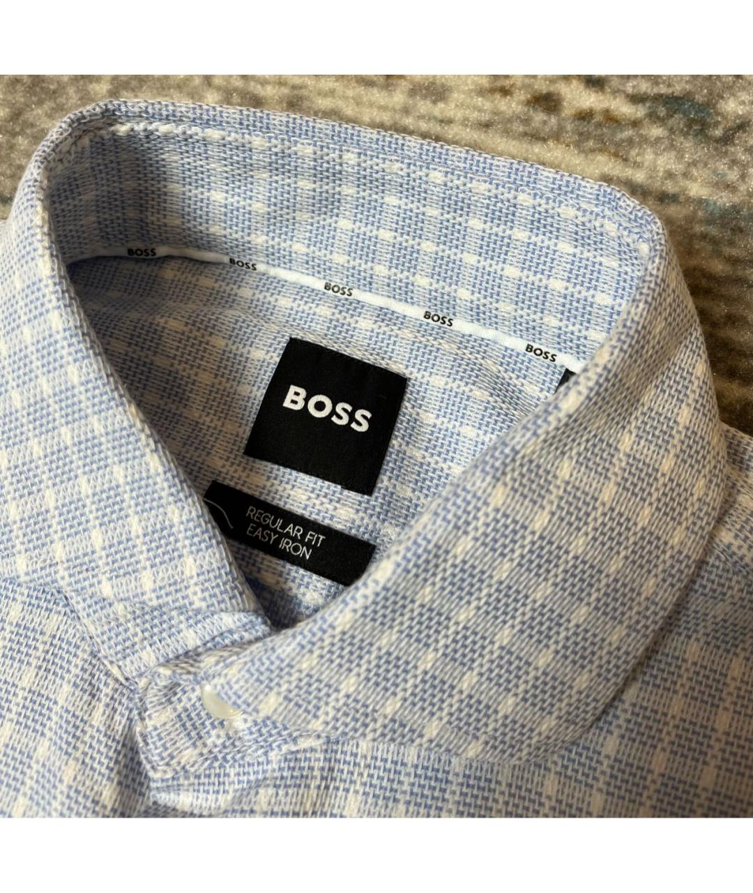 HUGO BOSS Голубая хлопковая классическая рубашка, фото 4