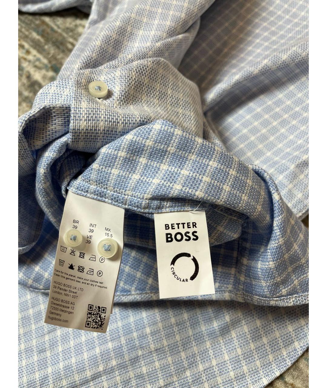 HUGO BOSS Голубая хлопковая классическая рубашка, фото 6