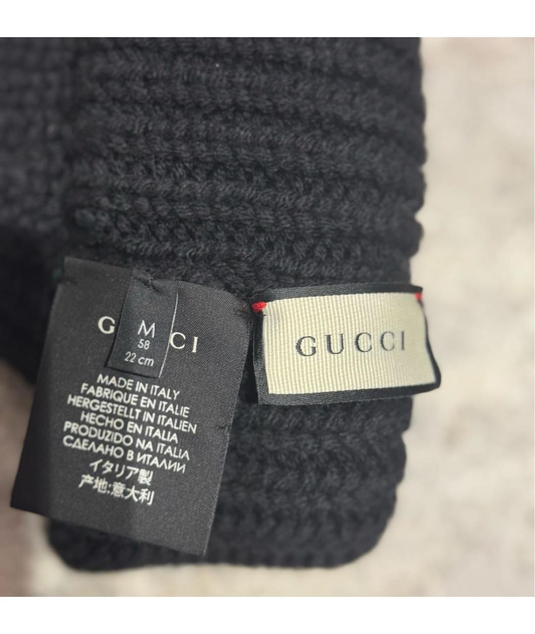 GUCCI Черная шерстяная шапка, фото 6