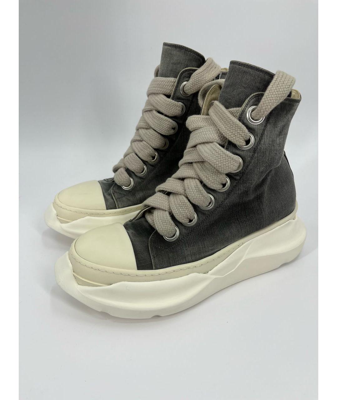 RICK OWENS DRKSHDW Антрацитовые кожаные высокие кроссовки / кеды, фото 8