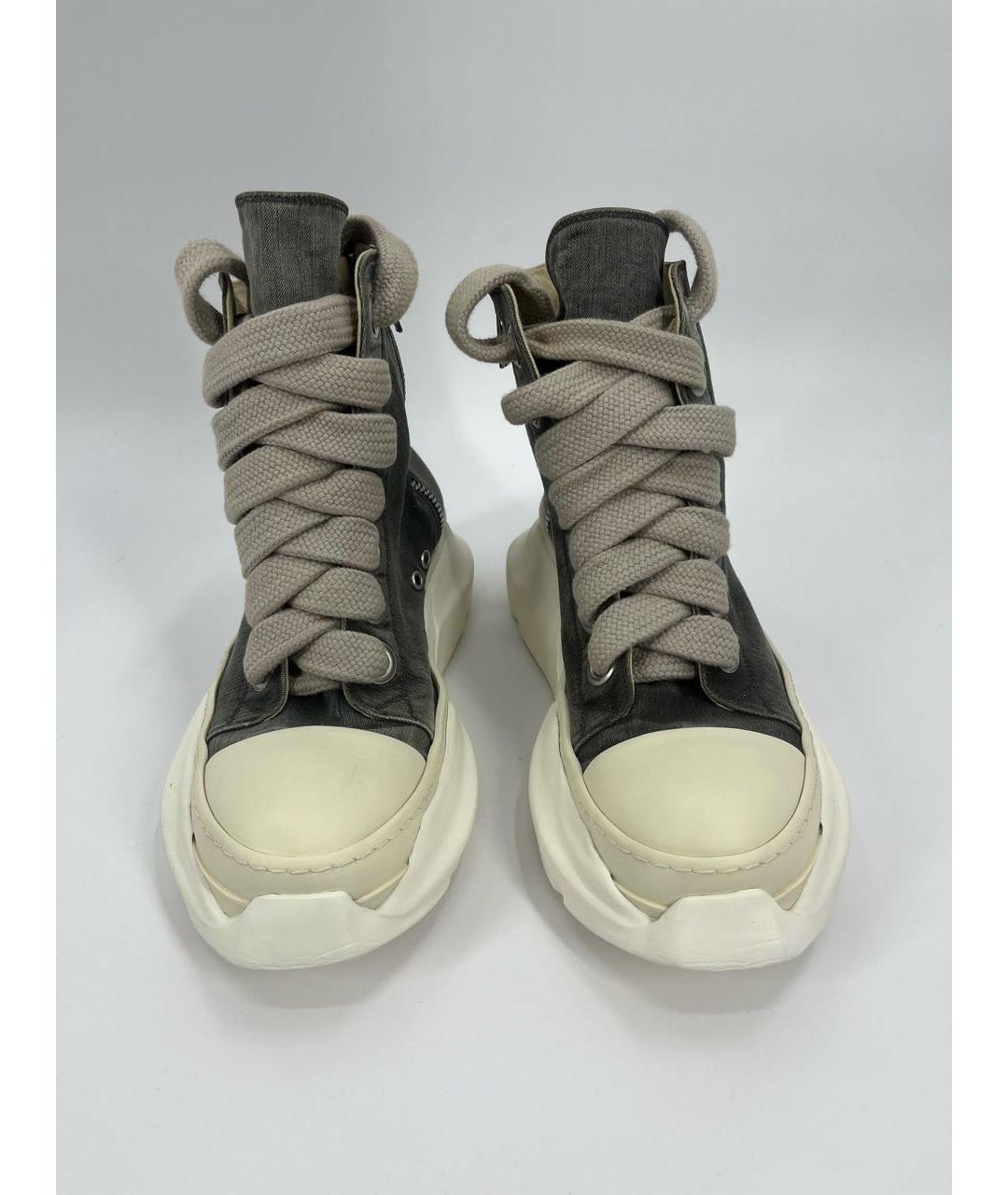 RICK OWENS DRKSHDW Антрацитовые кожаные высокие кроссовки / кеды, фото 2