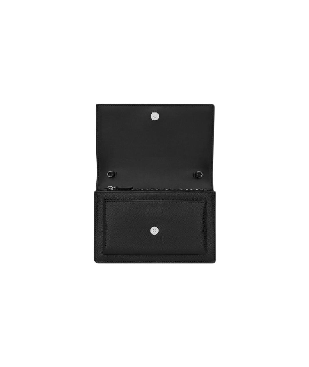 SAINT LAURENT Черный кожаный кошелек, фото 6