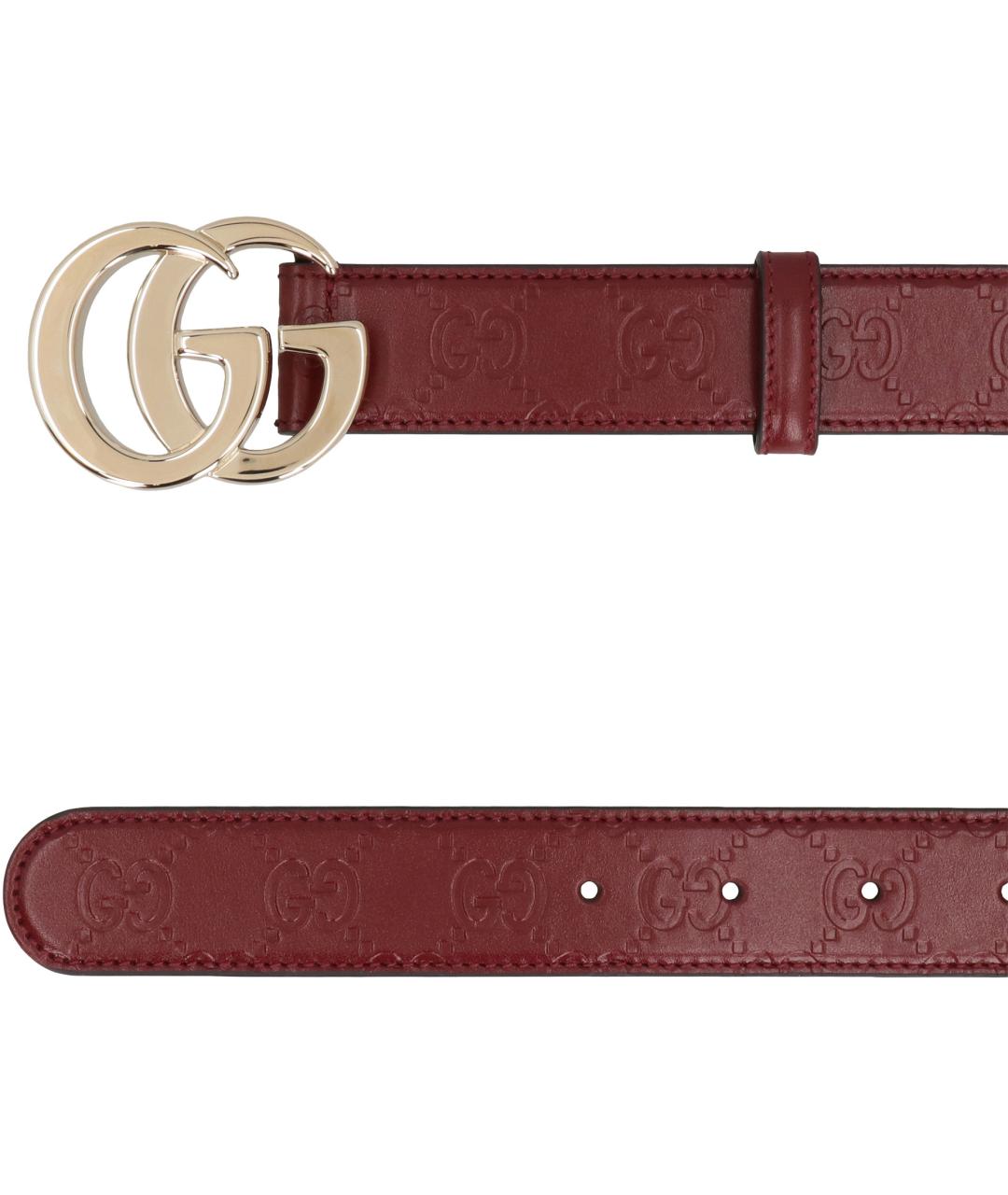 GUCCI Бордовый кожаный ремень, фото 3