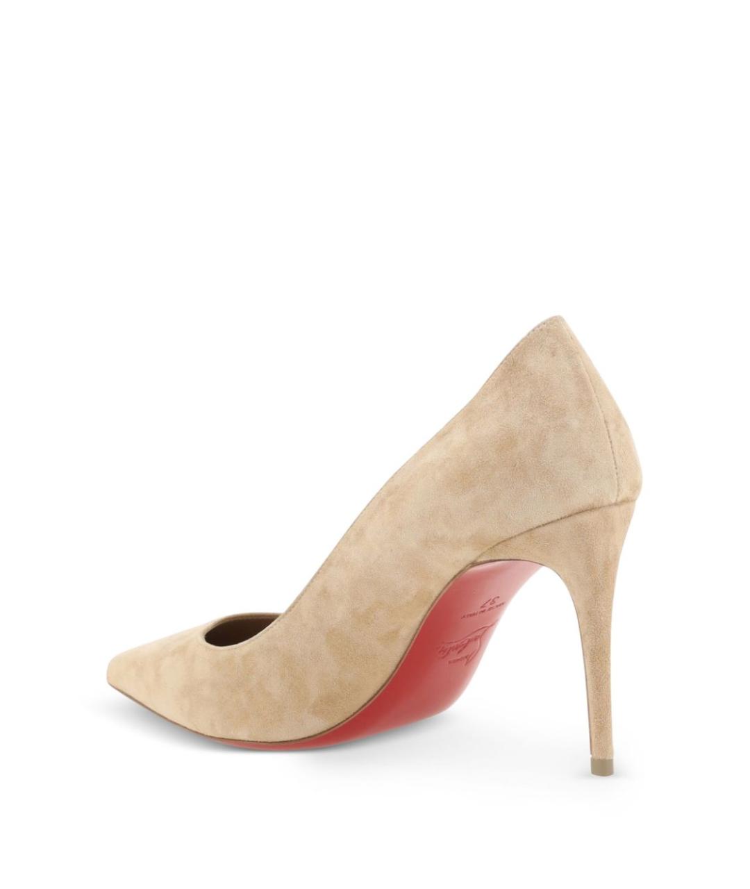 CHRISTIAN LOUBOUTIN Бежевые замшевые туфли, фото 3