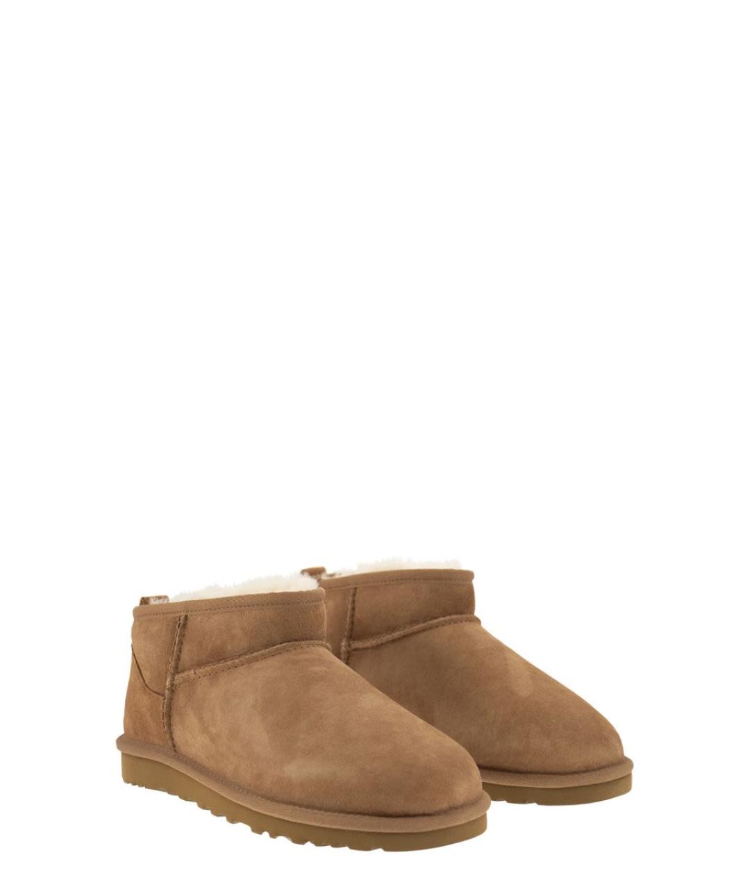 UGG AUSTRALIA Бежевые бархатные низкие ботинки, фото 4
