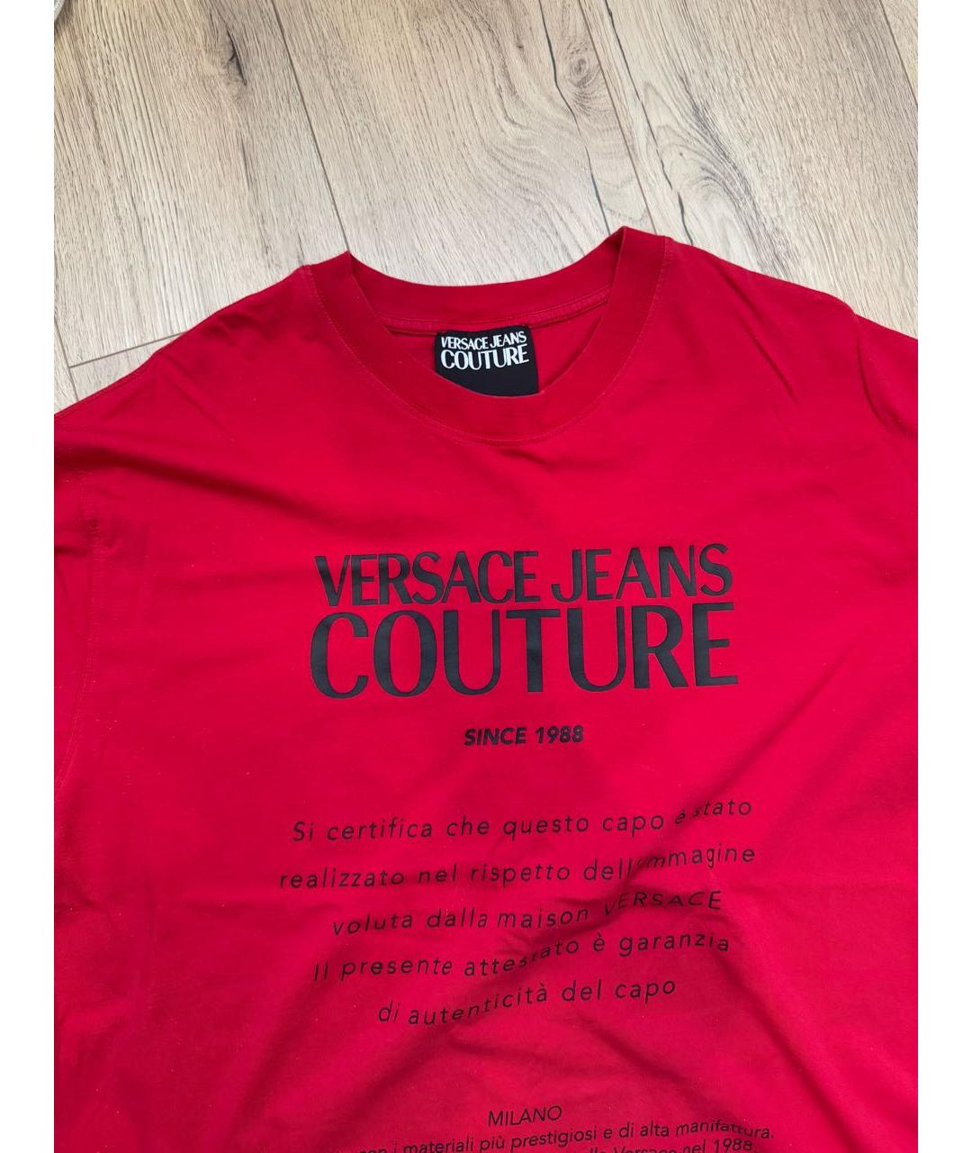 VERSACE JEANS COUTURE Красная хлопковая футболка, фото 3