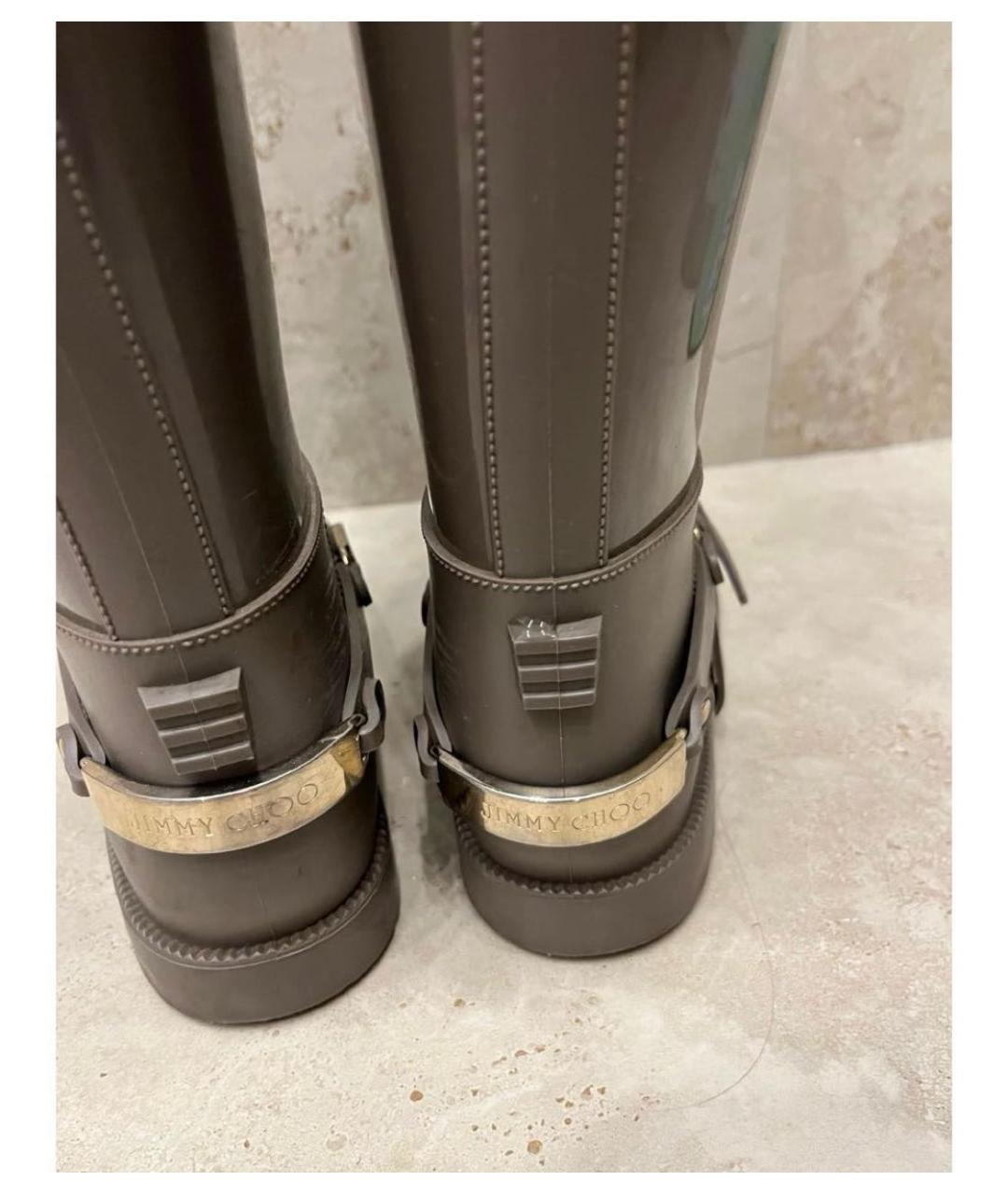 JIMMY CHOO Коричневые резиновые сапоги, фото 3