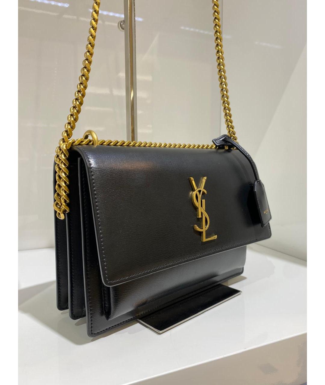 SAINT LAURENT Черная кожаная сумка через плечо, фото 2