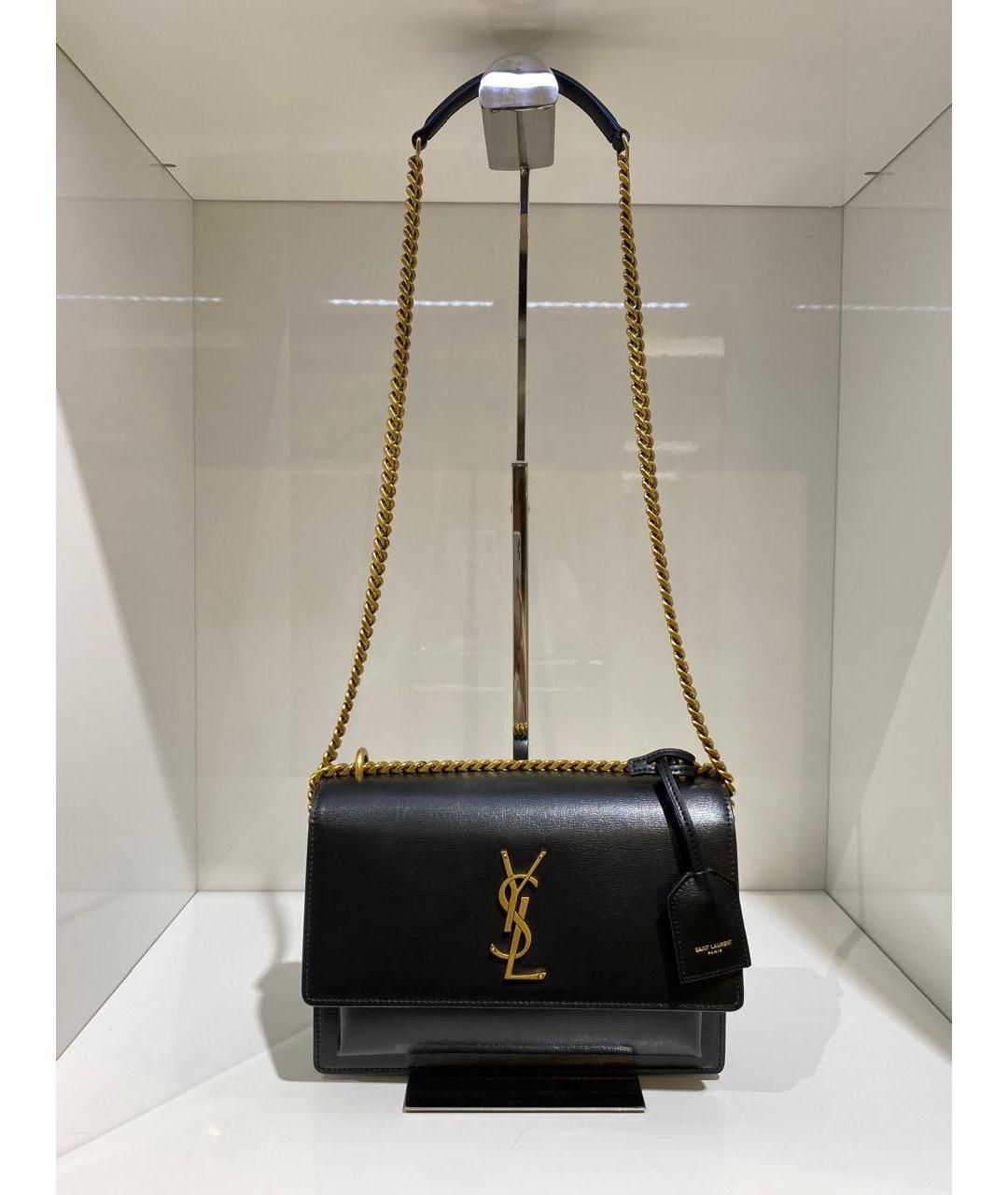 SAINT LAURENT Черная кожаная сумка через плечо, фото 3