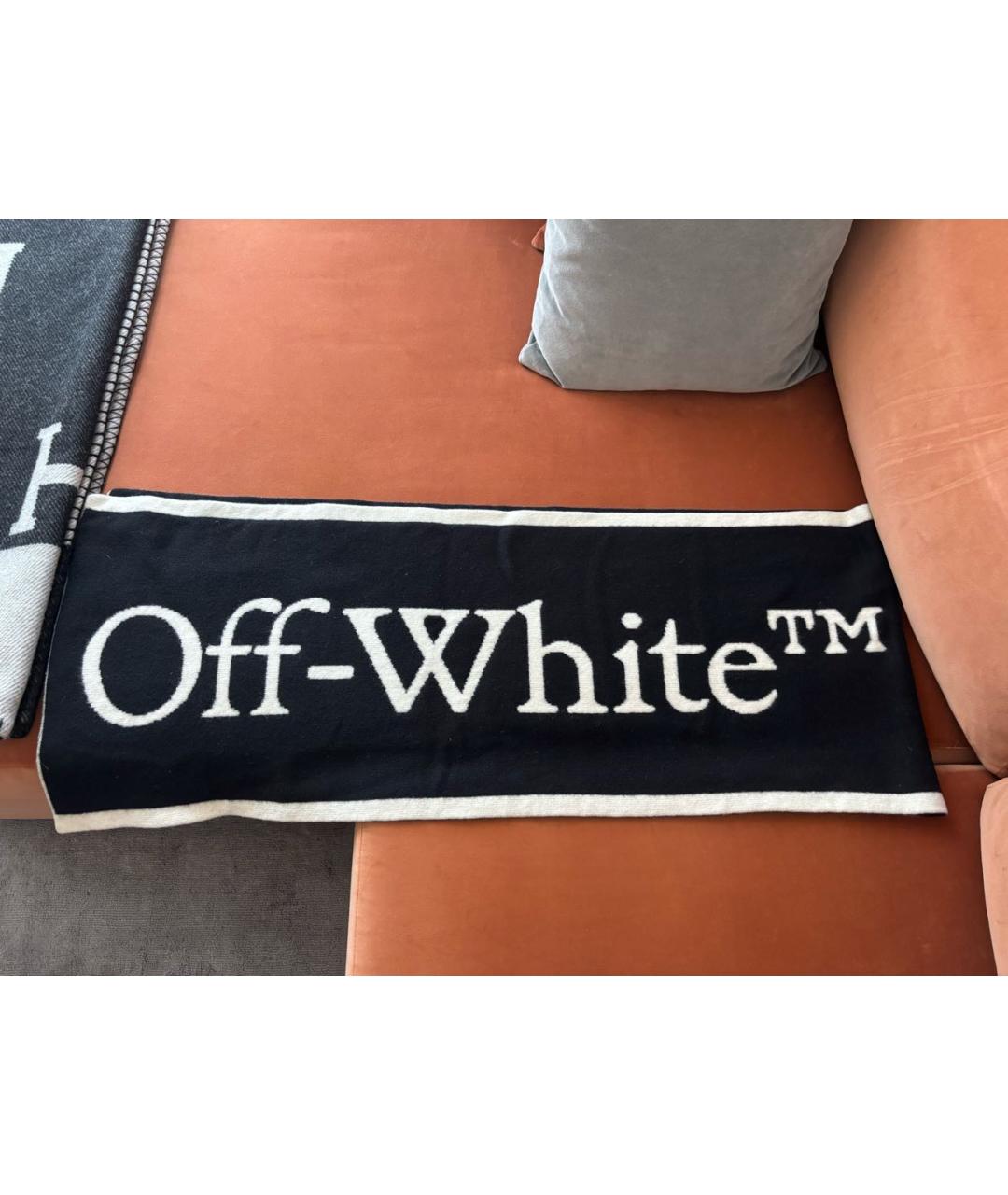 OFF-WHITE Черный шерстяной шарф, фото 4