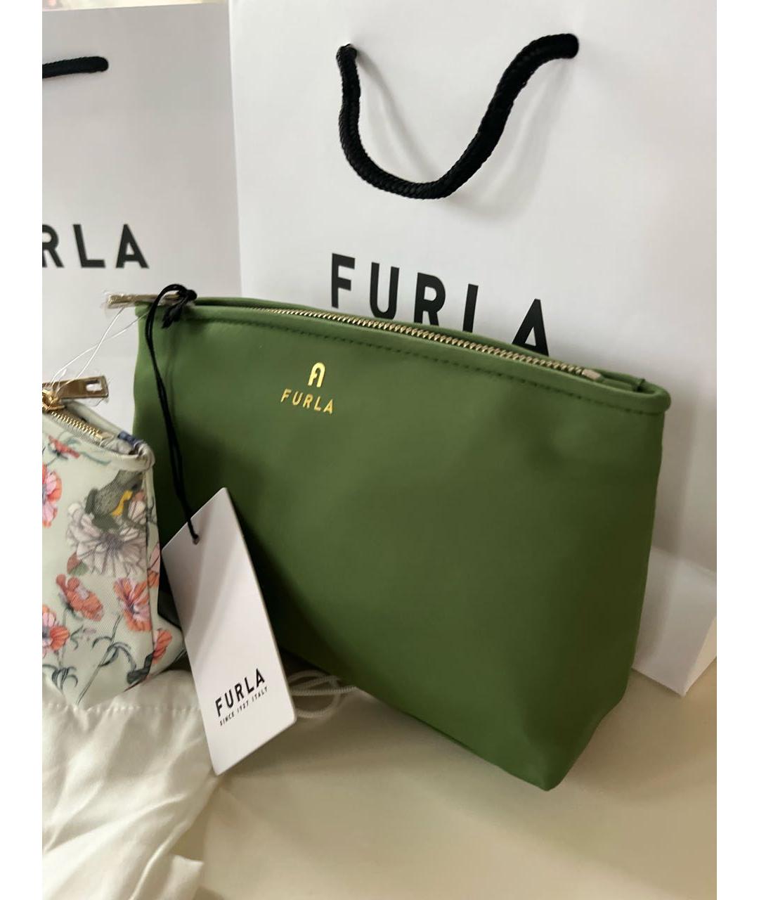 FURLA Зеленая синтетическая косметичка, фото 3