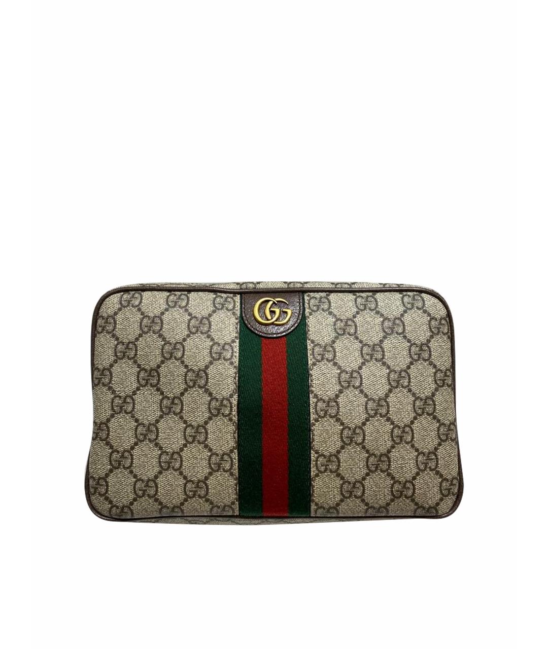 GUCCI Бежевая тканевая косметичка, фото 1