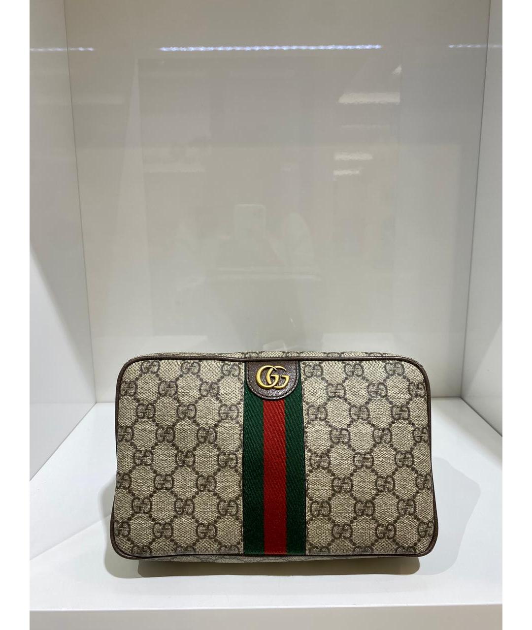 GUCCI Бежевая тканевая косметичка, фото 3