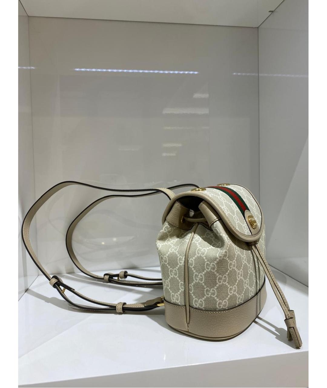 GUCCI Бежевый тканевый рюкзак, фото 4