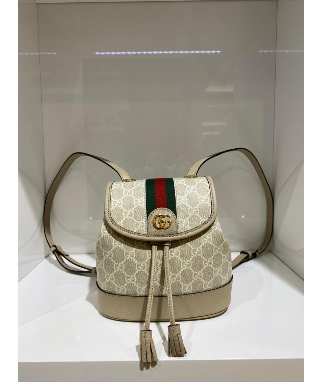 GUCCI Бежевый тканевый рюкзак, фото 3