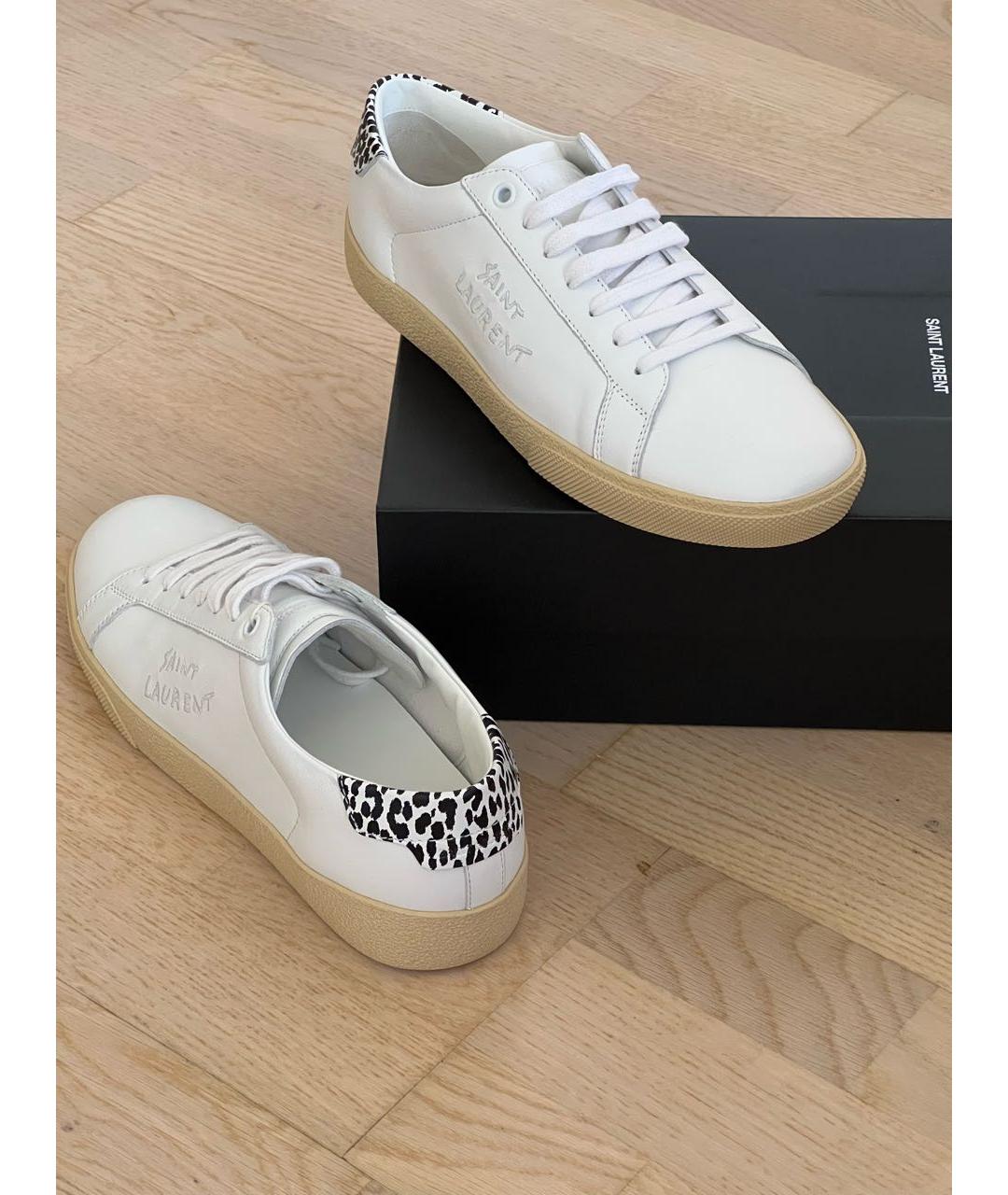SAINT LAURENT Белые кожаные кеды, фото 4