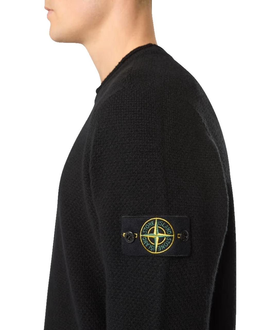 STONE ISLAND Черный шерстяной джемпер / свитер, фото 3