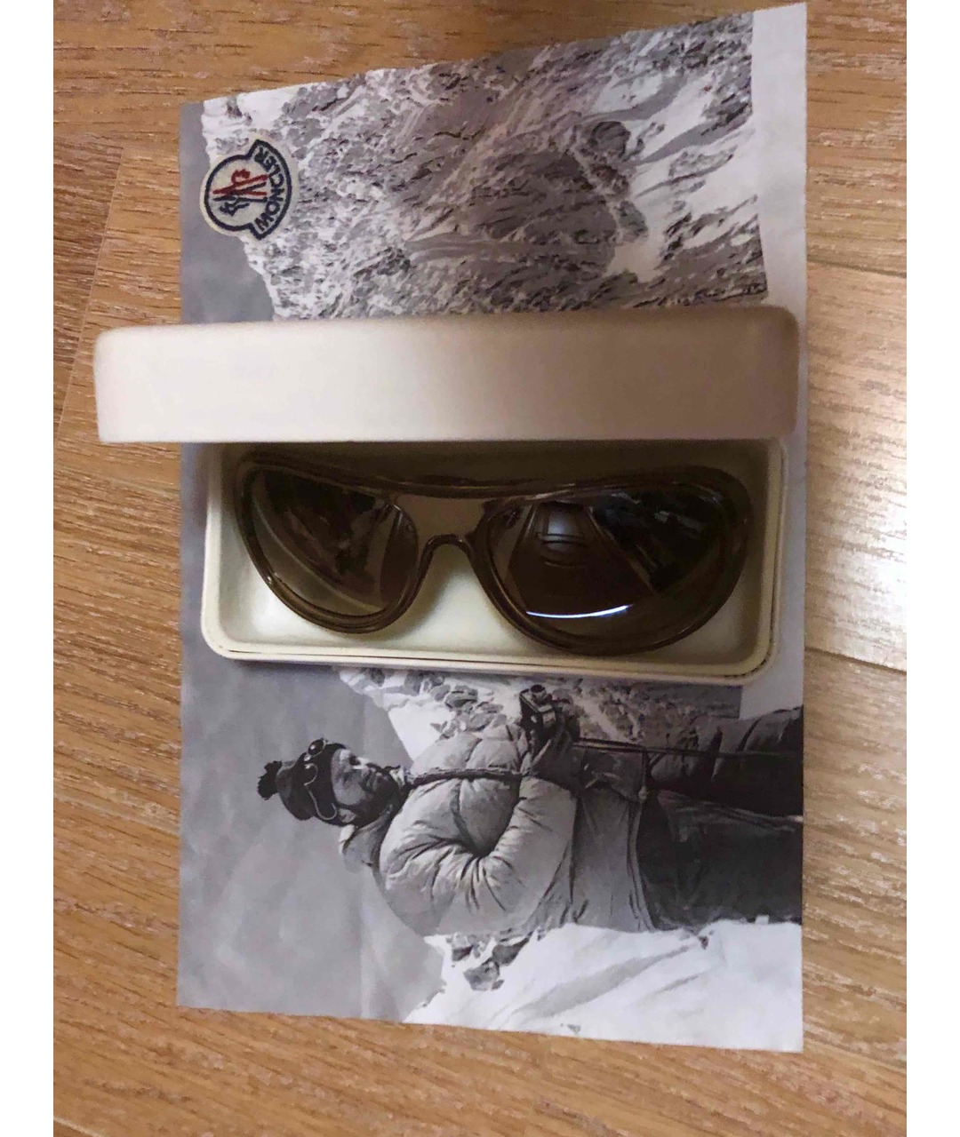 MONCLER Коричневые пластиковые солнцезащитные очки, фото 4