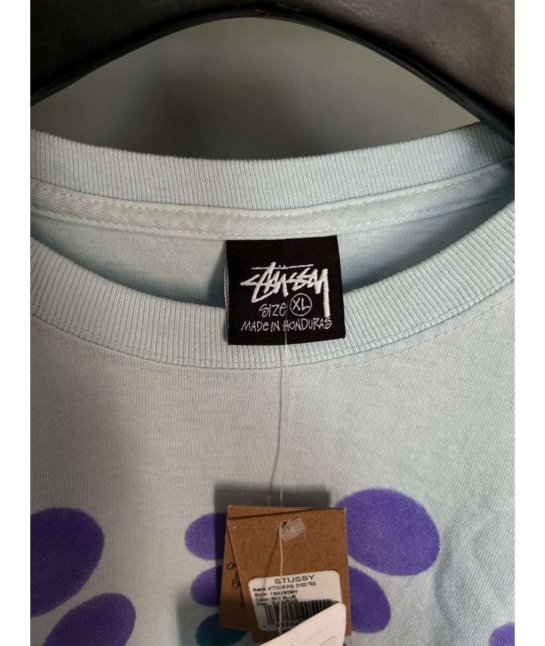 STUSSY Голубая хлопковая футболка, фото 3