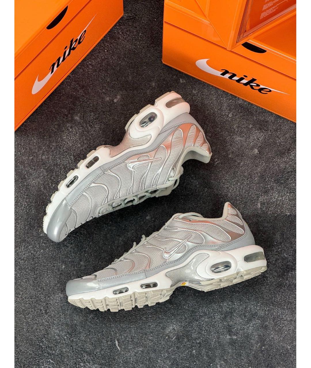 NIKE Серебряные текстильные низкие кроссовки / кеды, фото 8