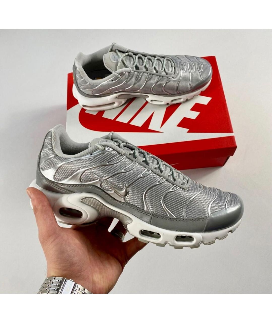 NIKE Серебряные текстильные низкие кроссовки / кеды, фото 7