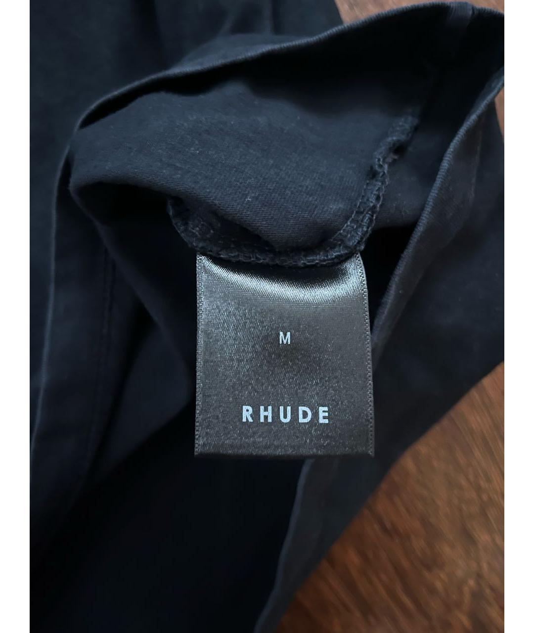 RHUDE Черная хлопковая футболка, фото 5