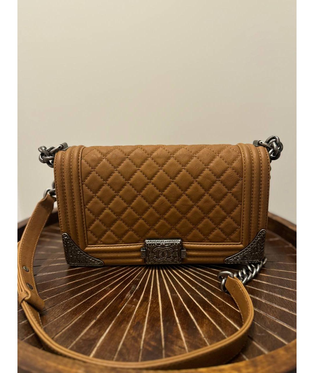 CHANEL Коричневая кожаная сумка через плечо, фото 4