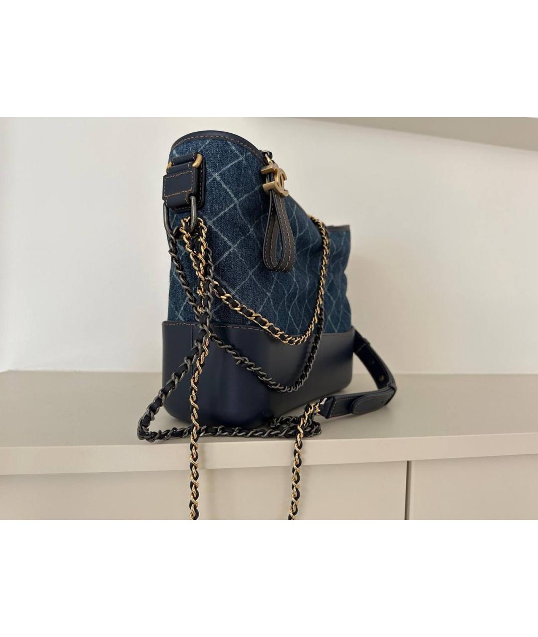 CHANEL Синяя деним сумка через плечо, фото 3
